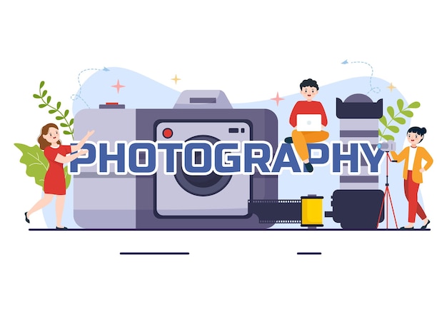 Photography Vector Illustration with Camera and Equipment to Capture Travel and Memories in Cartoon