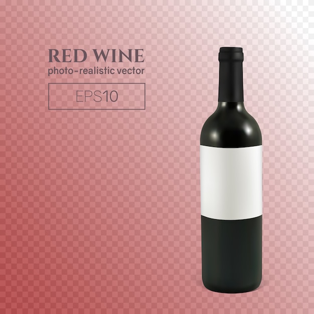 Photorealistic bottle of red wine on a transparent background