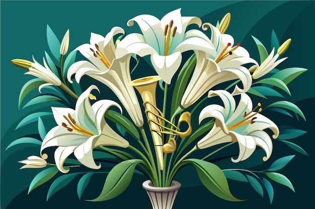 Vector photorealistic bouquet of lilies their elegant trumpet shapes and delicate fragrance captured perfectly