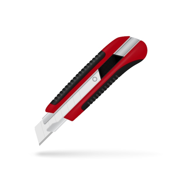 Photorealistic  picture of stationary knife  on white background