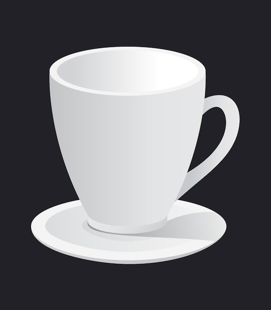 Photorealistic white cup and saucer. Vector illustrtion