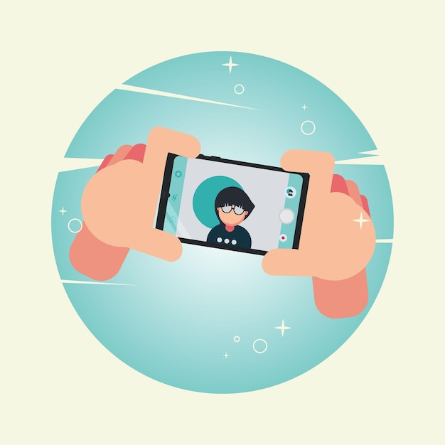 photos of girl with phone vector illustration