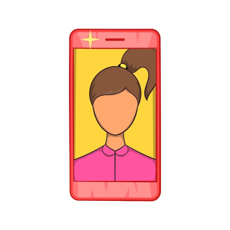 Vector photos girls in mobile icon in cartoon style isolated on white background communication symbol
