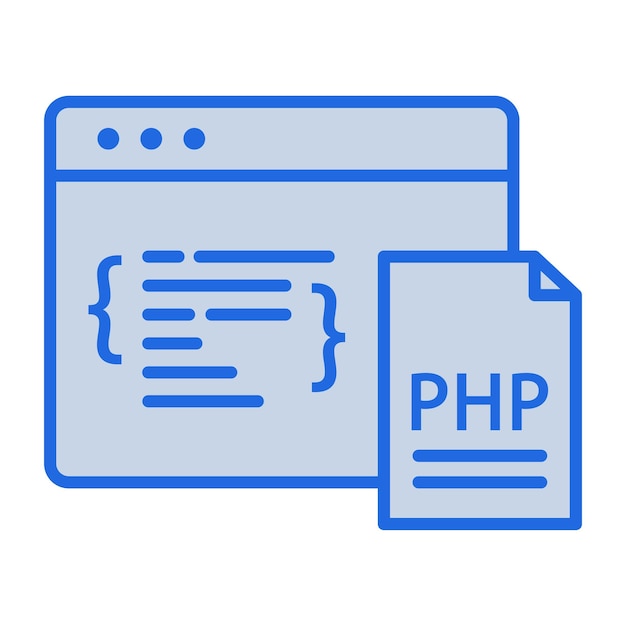 Иллюстрация кодирования PHP в синем тоне