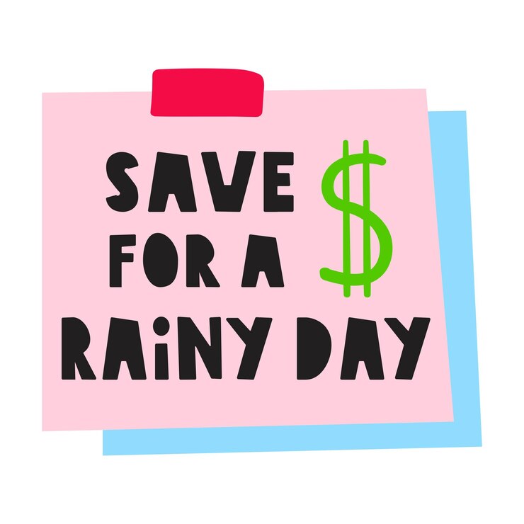 Vector phrase save for a rainy day pink paper note flat vector hand drawn illustration