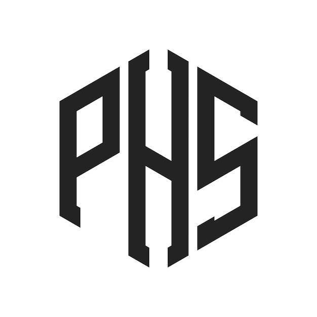 PHS ロゴ デザイン イニシャルレター PHS モノグラム ロゴ ヘクサゴン形