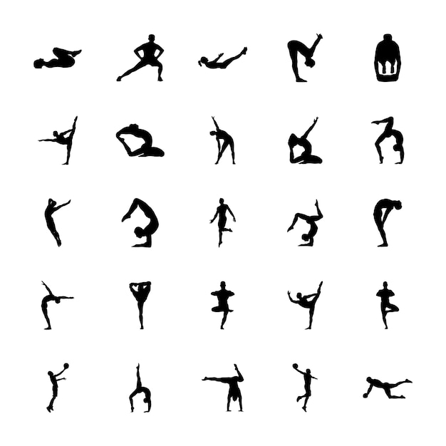 Vector physical activities silhouettes vectors pack