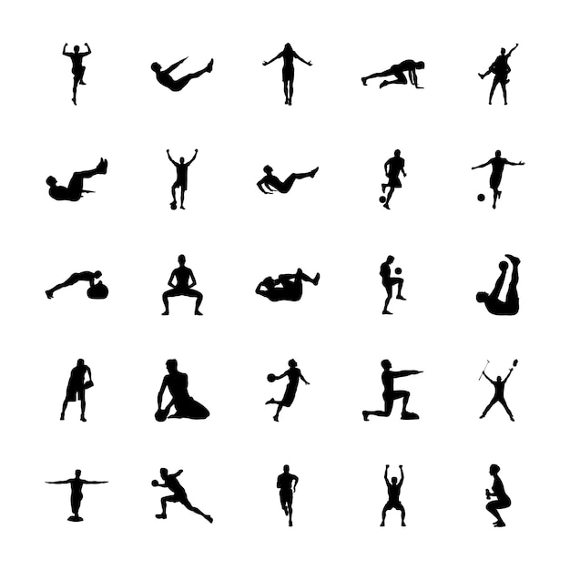 Physical Activities Silhouettes Vectors Set