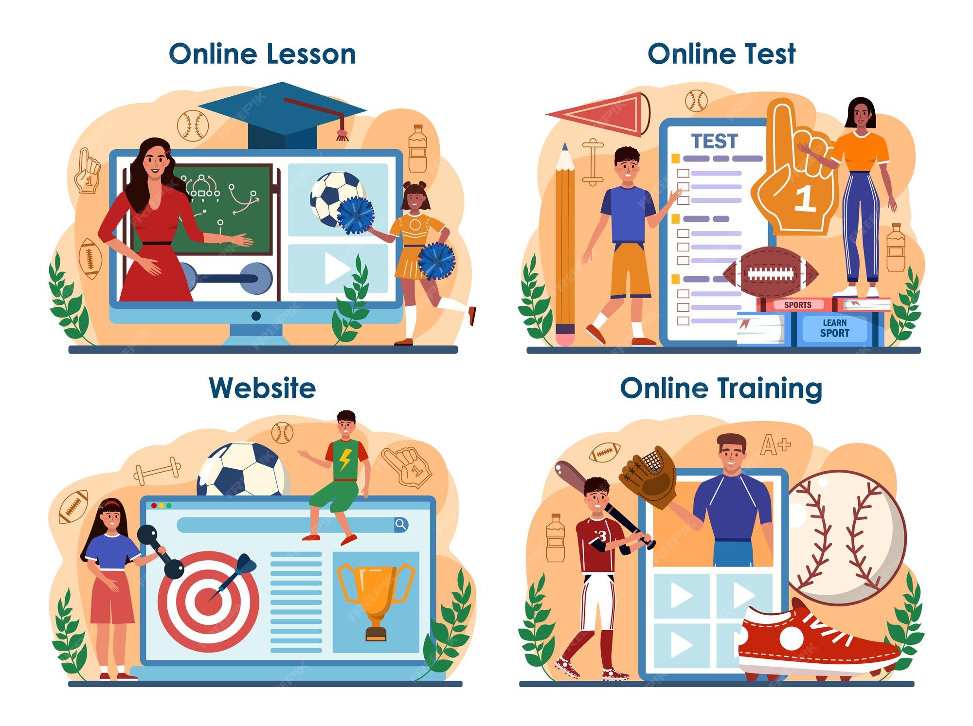 Premium Vector | Physical education or school sport class online