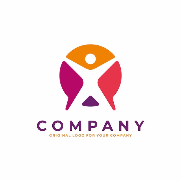 Vector physical fitness logo with healthy human concept