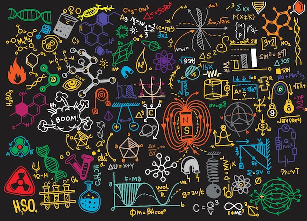 Vector physical formulas and phenomenon handdrawn illustration scienex9xa