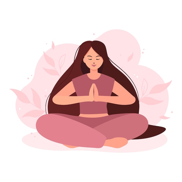 Vector physical and spiritual practice. vector illustration in flat cartoon style. international yoga day