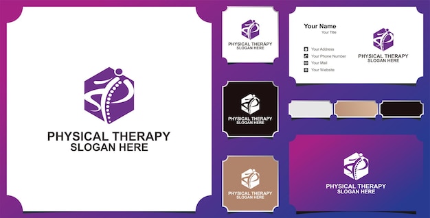 physical therapy logo vector icon illustration collection and business card