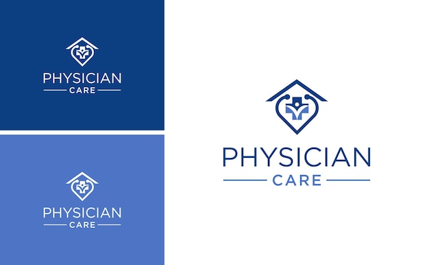 physician care logo design doctor home clinic patient vector template