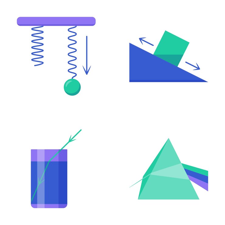 वेक्टर physics icon set in flat style