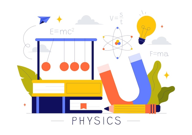 物理学学学習ベクトルイラスト 学生が探求する電気 磁気 光波と科学技術の力の探求