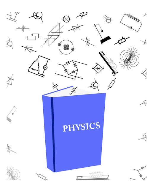 Physics natural science theory and formulas flying out of the book