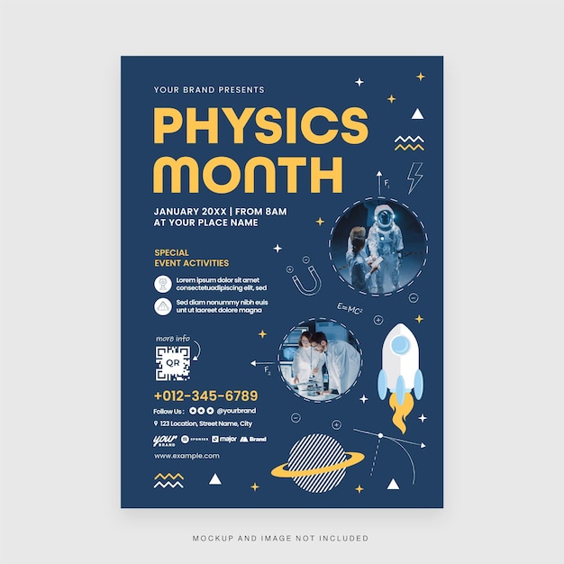 Physics Science Education Flyer Template in Vector