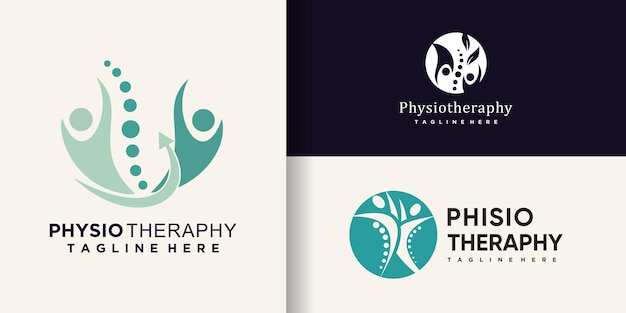 Vettore pacchetto di progettazione del logo di fisioterapia con concetto creativo premium vector