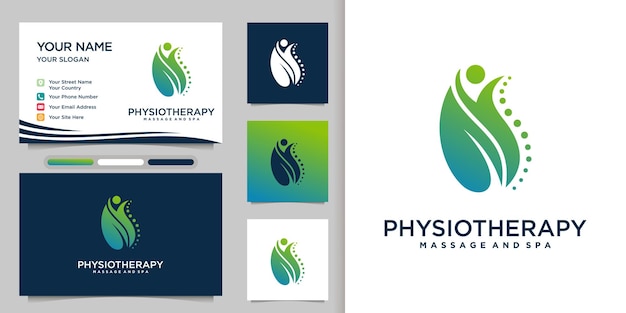 Physiotherapy logo design templates creative concept premium vector