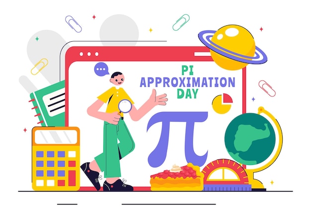 pi approximation day vector illustration celebrated on july 22 featuring mathematical constants greek letters or a baked sweet pie in a background