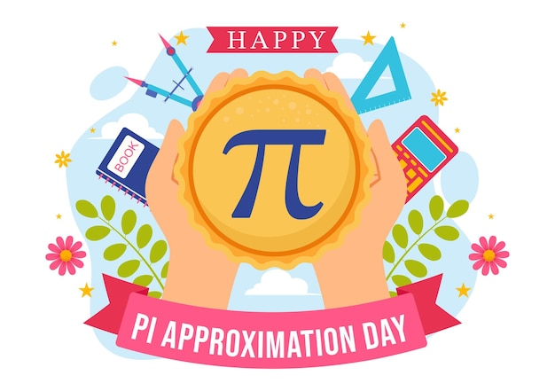7월 22일의 Pi 근사 터 일러스트레이션과 수학적 상수 그리스 문자