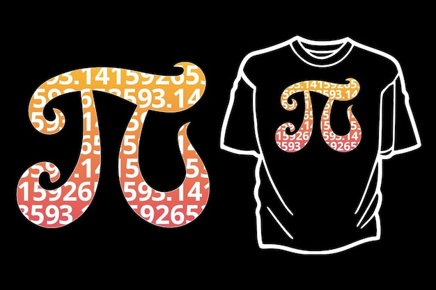 Pi day illustration for tshirt graphic design premium vector