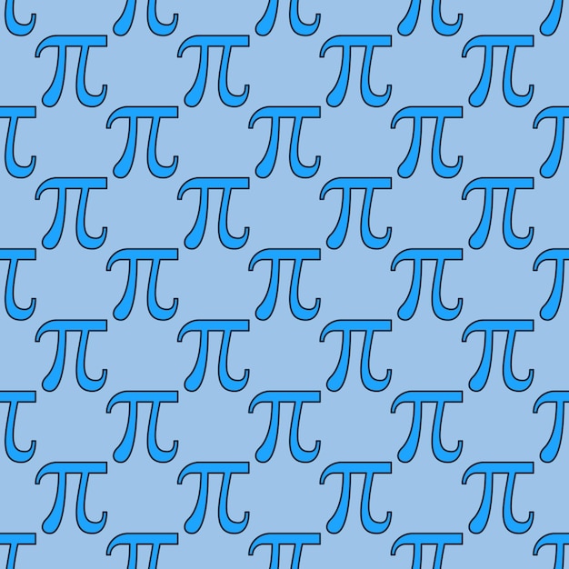 Pi Symbol vector Mathematics blue seamless pattern