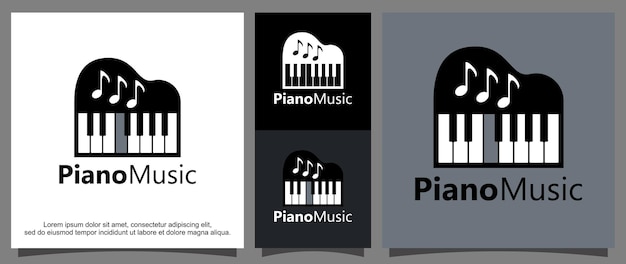 Vettore modello di logo dello strumento musicale in bianco e nero per pianoforte