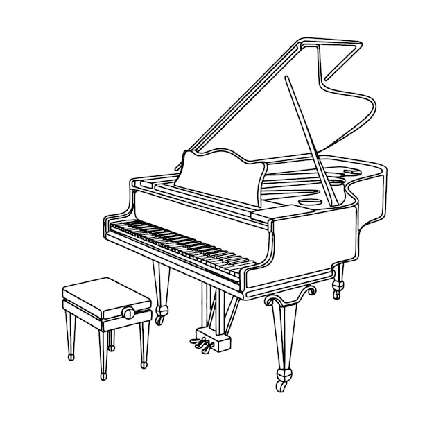 piano drawing lineart