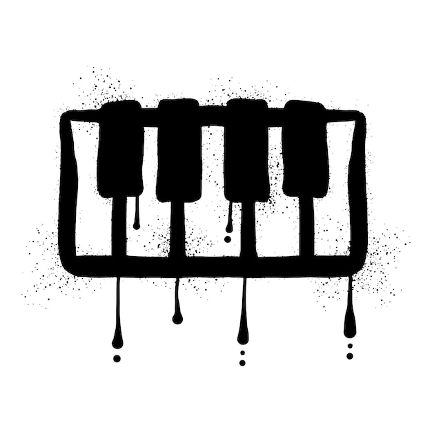 Piano graffiti with black spray paint art