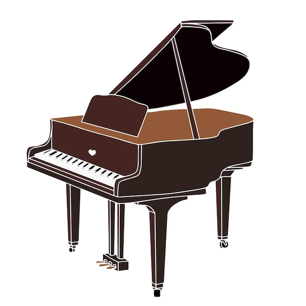 Piano hand drawn abstract illustration with color