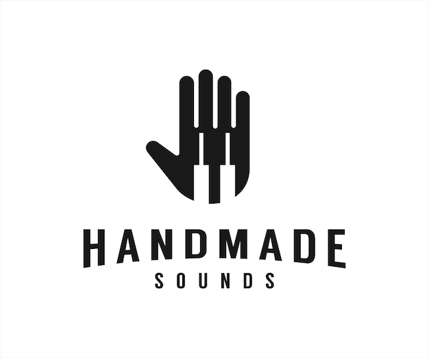 piano hand logo or music icon