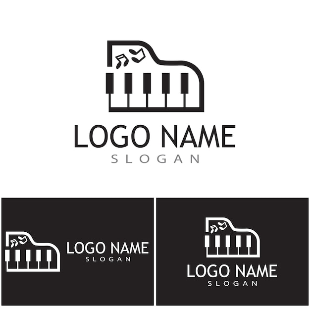 Modello di logo vettoriale ilustrationdesign icona pianoforte