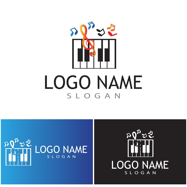 Шаблон логотипа вектора ilustrationdesign фортепиано