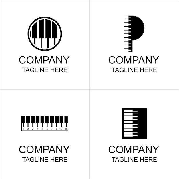 Vector piano instrument logo collection for business and brand