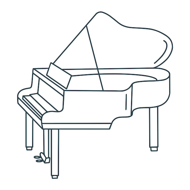 Vettore vettore di illustrazione del doodle isolato per pianoforte