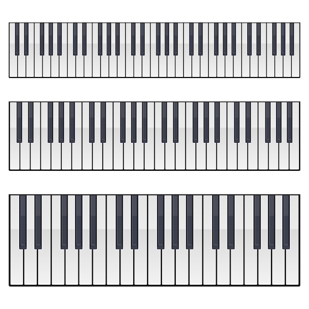 白い背景の上のピアノキーボードの図