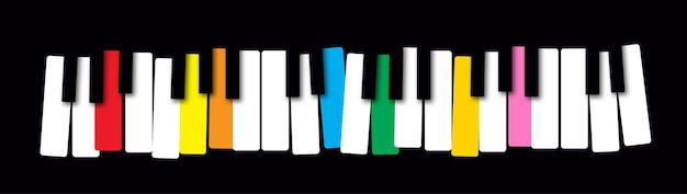 Vector piano keys closeup on a black background the concept of musical instruments