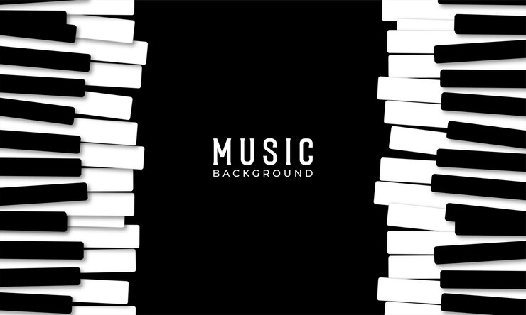 Piano keys closeup on a black background the concept of musical instruments