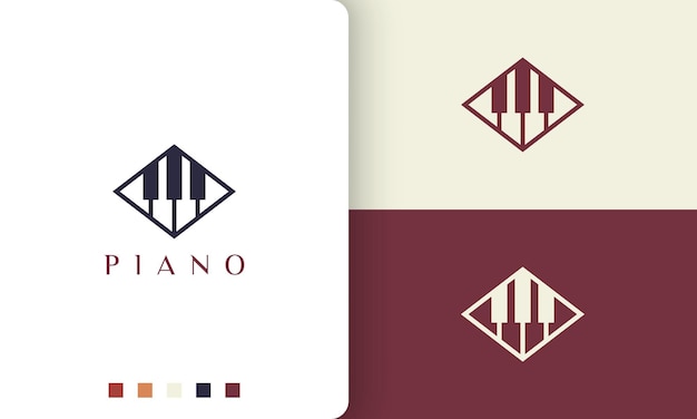 Logo o icona per l'apprendimento del pianoforte in uno stile minimalista e moderno