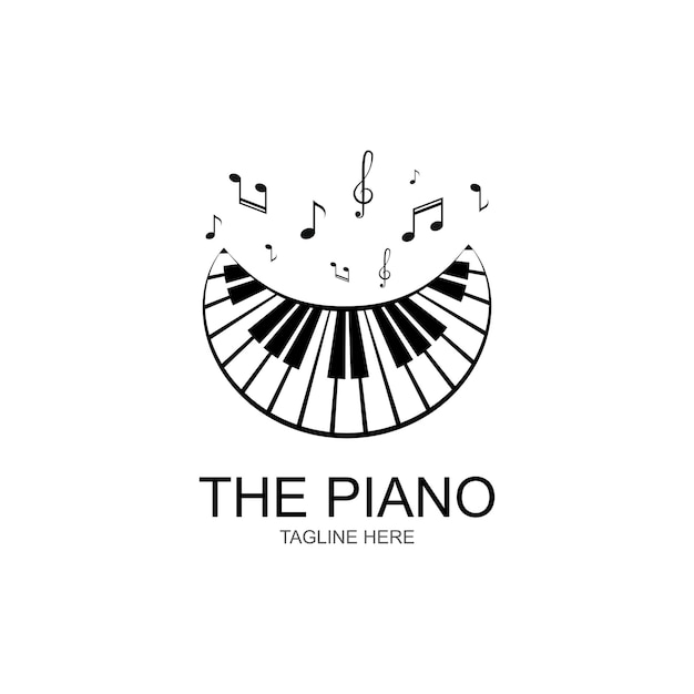 ピアノのロゴ デザイン テンプレート ベクトル図