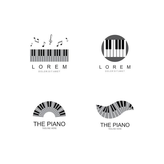 Illustrazione di vettore del modello di progettazione di logo del pianoforte