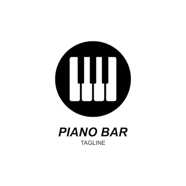 Vettore illustrazione di vettore del modello di progettazione di logo del pianoforte