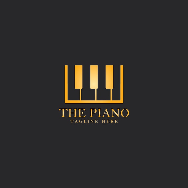 Illustrazione dell'icona di vettore del modello di logo del pianoforte