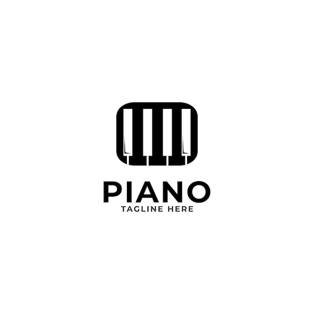 Disegno del modello di logo di musica per pianoforte