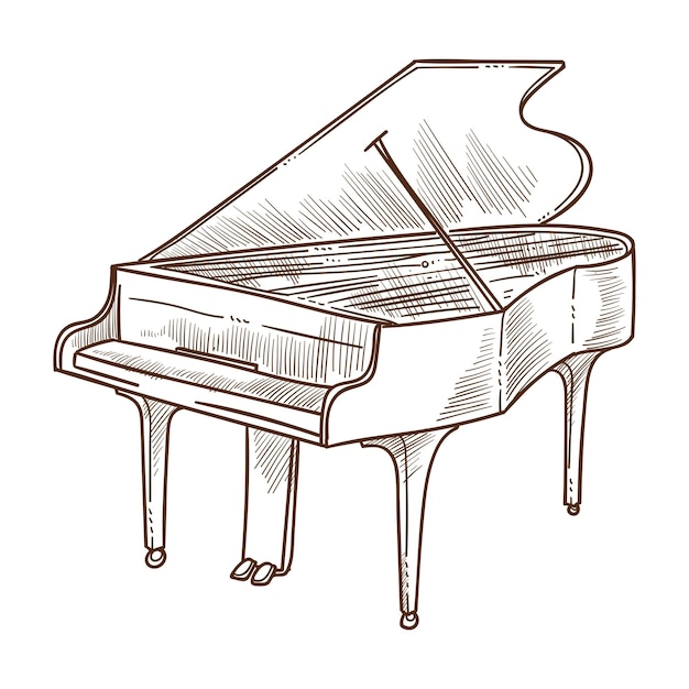 Piano musical instrument isolated sketch classic music