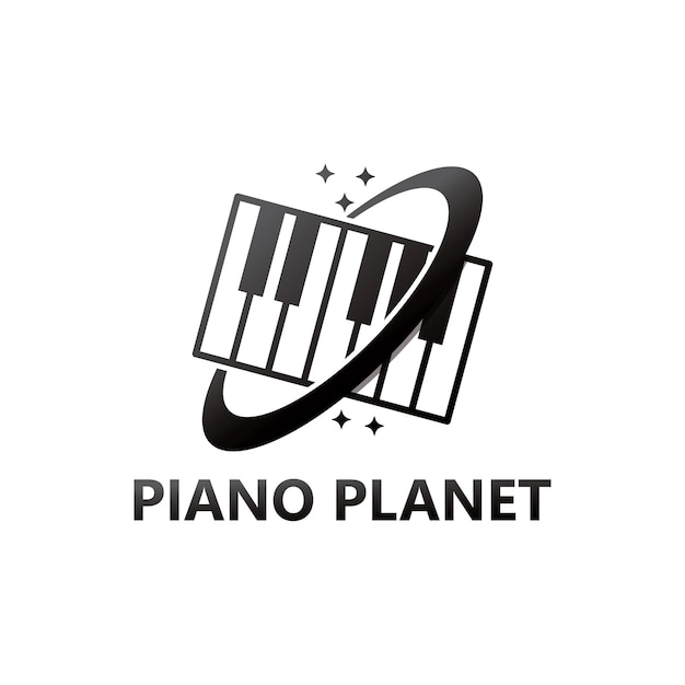 Piano planet logo template design