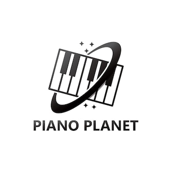 Disegno del modello del logo del pianeta del pianoforte