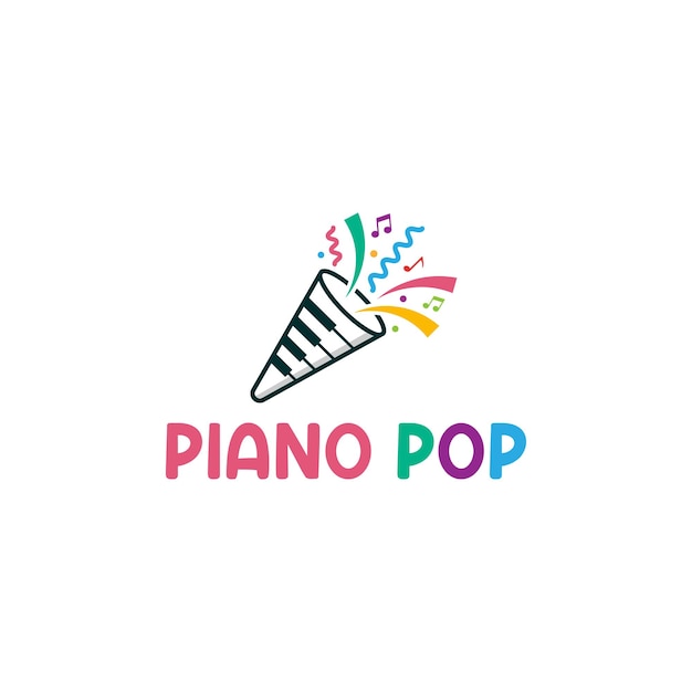 Piano Pop Bewerkbare Vector Logo Sjabloon